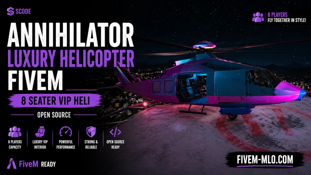 Annihilator Luxury Helicopter FiveM | 8 Seater VIP Heli | Open Source